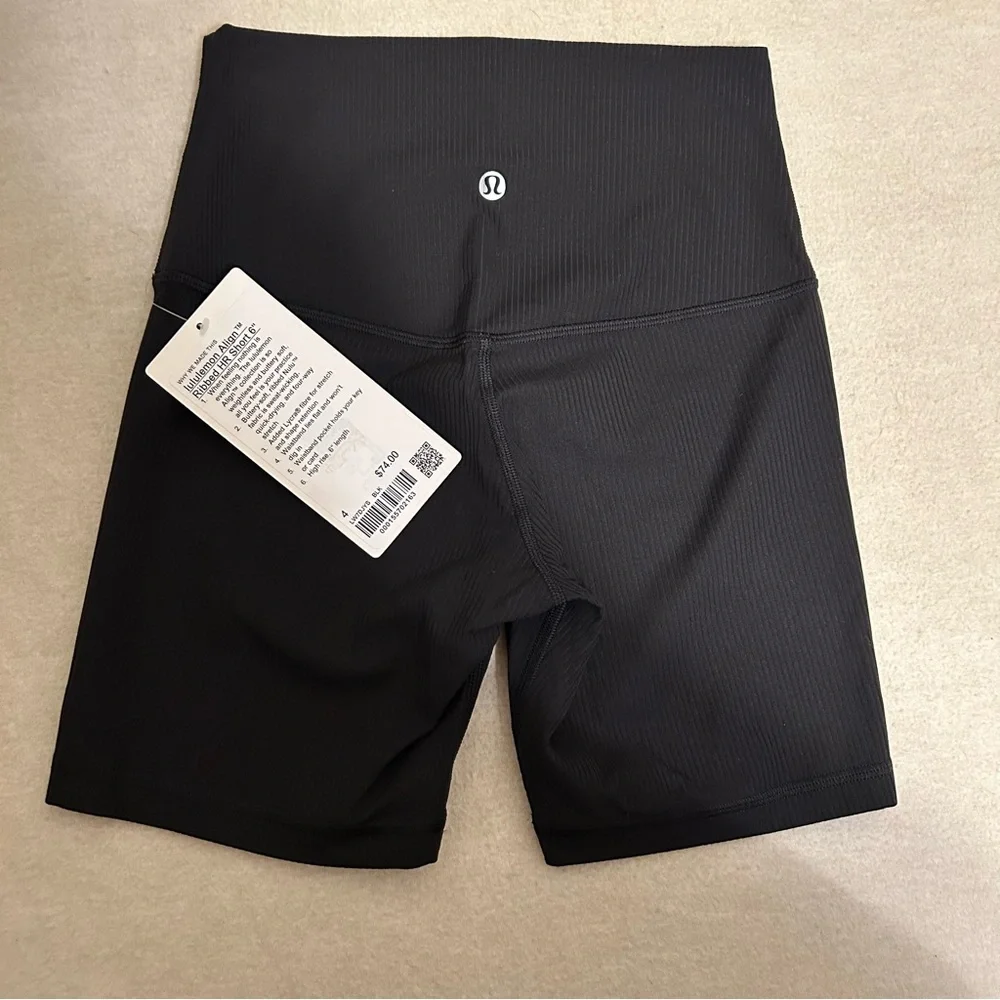 NEW Lululemon Align Hi-Rise Ribbed Short Black 6” Inseam SZ 4 Activewear Workout - Picture 2 of 10